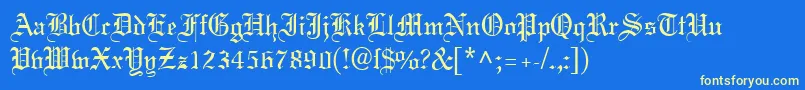 MeriageDb-fontti – keltaiset fontit sinisellä taustalla