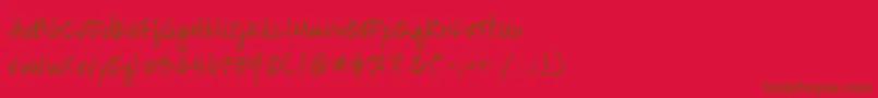 Police HandscriptleftyBoldItalic – polices brunes sur fond rouge