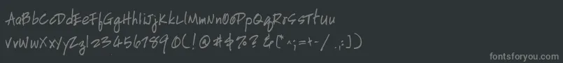 フォントHandscriptleftyBoldItalic – 黒い背景に灰色の文字