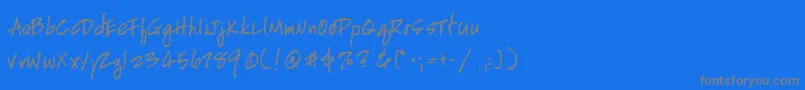 Weitere Informationen zur HandscriptleftyBoldItalic-Schriftart HandscriptleftyBoldItalic-Schriftart – Graue Schriften auf blauem Hintergrund