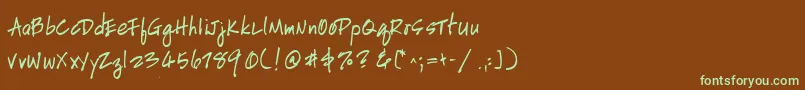 HandscriptleftyBoldItalic Font – Green Fonts on Brown Background