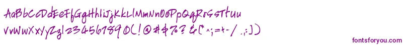 Шрифт HandscriptleftyBoldItalic – фиолетовые шрифты на белом фоне