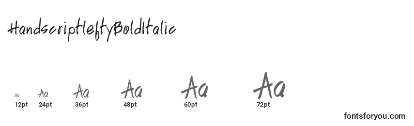 Размеры шрифта HandscriptleftyBoldItalic