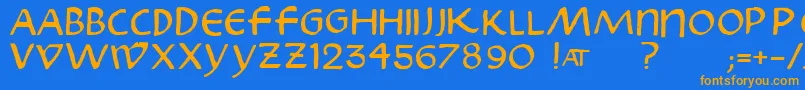 フォントSkribus – オレンジ色の文字が青い背景にあります。