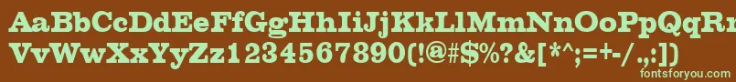 フォントChesterfieldcondensedRegular – 緑色の文字が茶色の背景にあります。