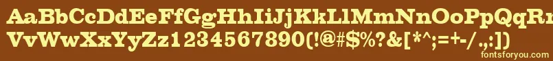 ChesterfieldcondensedRegular-fontti – keltaiset fontit ruskealla taustalla
