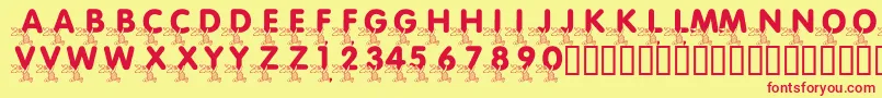 LmsPiggletsPrize Font – Red Fonts on Yellow Background