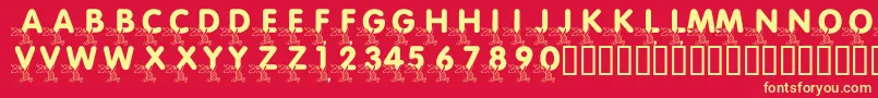 LmsPiggletsPrize Font – Yellow Fonts on Red Background