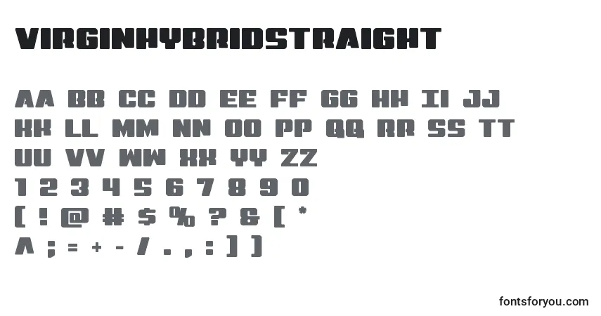 A fonte Virginhybridstraight – alfabeto, números, caracteres especiais