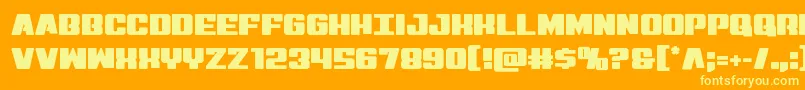 Virginhybridstraight-Schriftart – Gelbe Schriften auf orangefarbenem Hintergrund