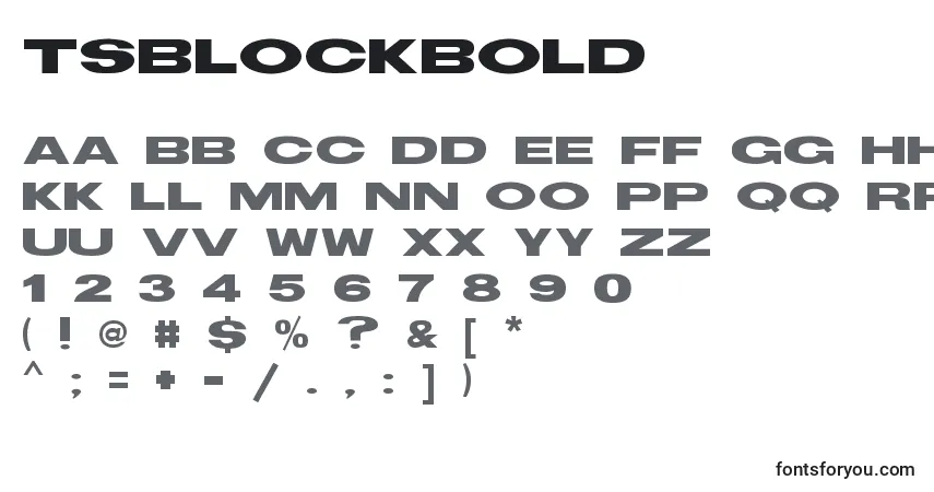 A fonte TsBlockBold – alfabeto, números, caracteres especiais