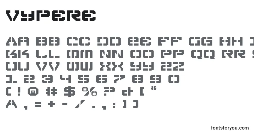Schriftart Vypere – Alphabet, Zahlen, spezielle Symbole