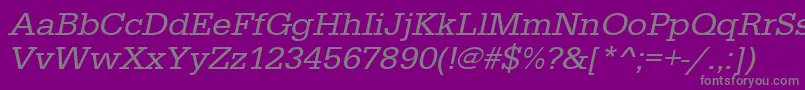 フォントUrwegyptiennetwidOblique – 紫の背景に灰色の文字