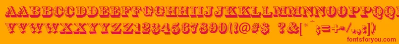 DsDiamondInlay Font – Red Fonts on Orange Background