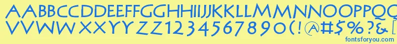 Mcapitals Font – Blue Fonts on Yellow Background