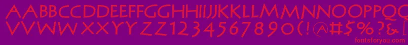 フォントMcapitals – 紫の背景に赤い文字