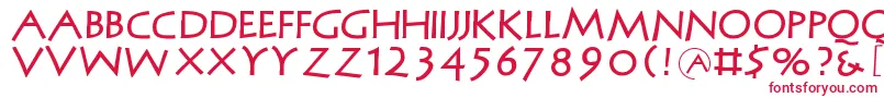 フォントMcapitals – 白い背景に赤い文字