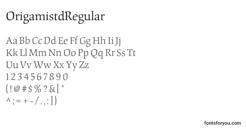 Schriftart OrigamistdRegular – Alphabet, Zahlen, spezielle Symbole
