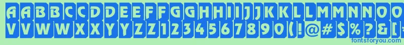 Шрифт Rewinderttl3DtumbaRegular – синие шрифты на зелёном фоне