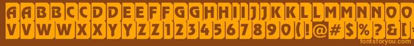 Rewinderttl3DtumbaRegular-Schriftart – Orangefarbene Schriften auf braunem Hintergrund