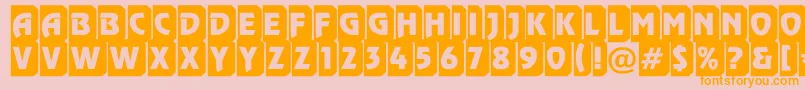 フォントRewinderttl3DtumbaRegular – オレンジの文字がピンクの背景にあります。