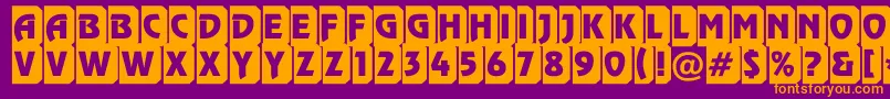 Rewinderttl3DtumbaRegular-fontti – oranssit fontit violetilla taustalla