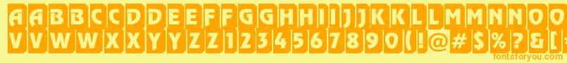 Rewinderttl3DtumbaRegular-Schriftart – Orangefarbene Schriften auf gelbem Hintergrund