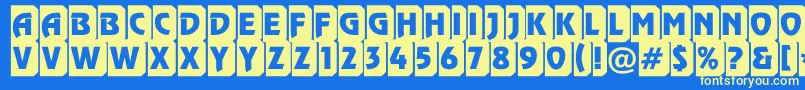 Rewinderttl3DtumbaRegular-fontti – keltaiset fontit sinisellä taustalla