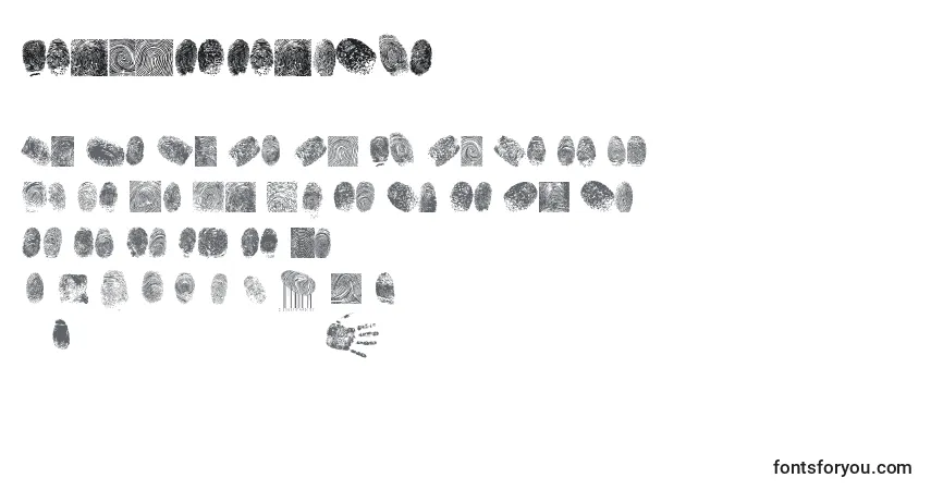 Schriftart FingerPrintTfb – Alphabet, Zahlen, spezielle Symbole