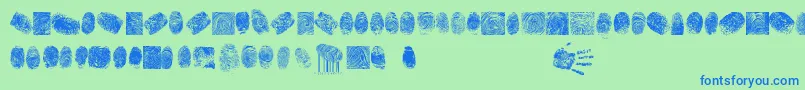 Czcionka FingerPrintTfb – niebieskie czcionki na zielonym tle