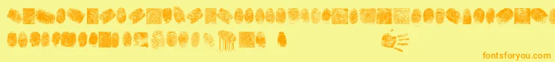 FingerPrintTfb Font – Orange Fonts on Yellow Background