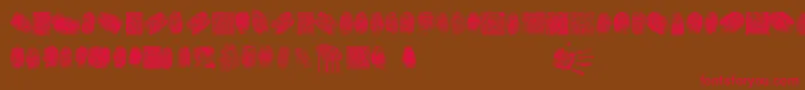 フォントFingerPrintTfb – 赤い文字が茶色の背景にあります。