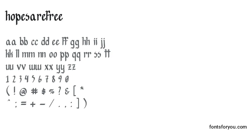 Czcionka HopesAreFree – alfabet, cyfry, specjalne znaki