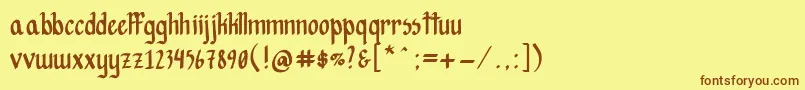 フォントHopesAreFree – 茶色の文字が黄色の背景にあります。