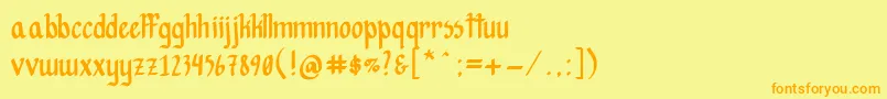 フォントHopesAreFree – オレンジの文字が黄色の背景にあります。