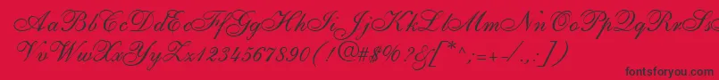 Fonte ShirleyallegroRegularDb – fontes pretas em um fundo vermelho