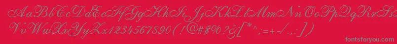 Fonte ShirleyallegroRegularDb – fontes cinzas em um fundo vermelho