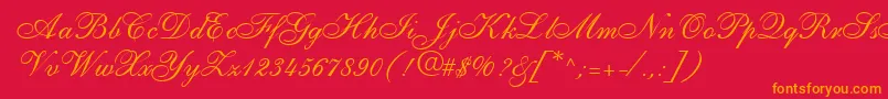 フォントShirleyallegroRegularDb – 赤い背景にオレンジの文字