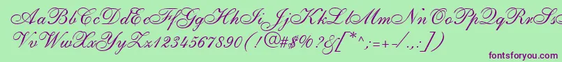 ShirleyallegroRegularDb Font – Purple Fonts on Green Background