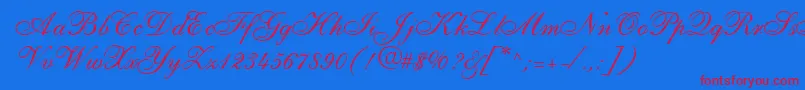 ShirleyallegroRegularDb Font – Red Fonts on Blue Background