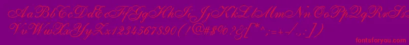 フォントShirleyallegroRegularDb – 紫の背景に赤い文字