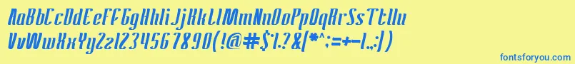 フォントAntelopeRun – 青い文字が黄色の背景にあります。