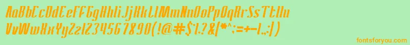 フォントAntelopeRun – オレンジの文字が緑の背景にあります。