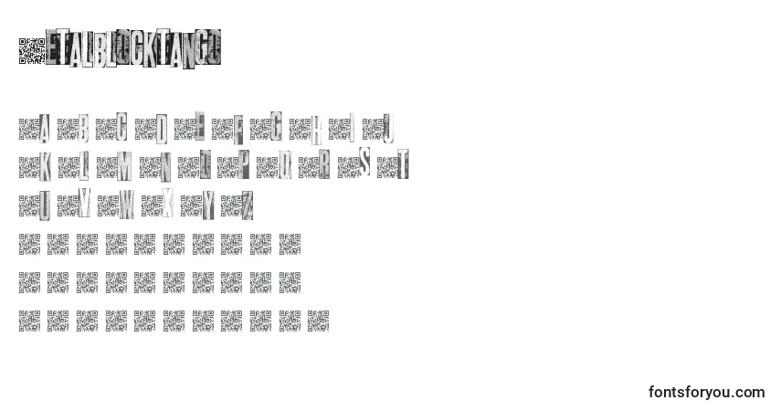 Schriftart Metalblocktango – Alphabet, Zahlen, spezielle Symbole