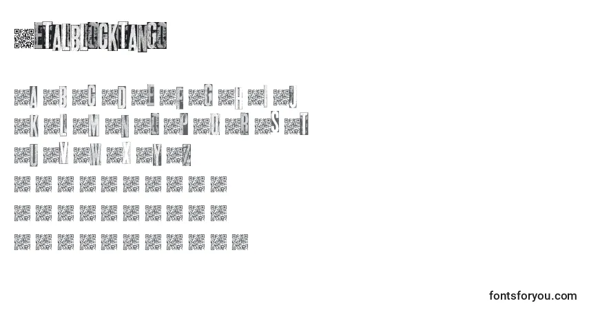 A fonte Metalblocktango – alfabeto, números, caracteres especiais