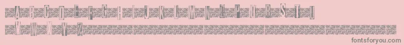 Metalblocktango-Schriftart – Graue Schriften auf rosa Hintergrund