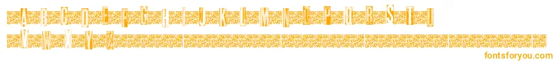 Metalblocktango-Schriftart – Orangefarbene Schriften auf weißem Hintergrund