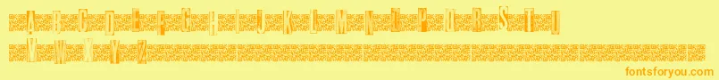 Metalblocktango-Schriftart – Orangefarbene Schriften auf gelbem Hintergrund