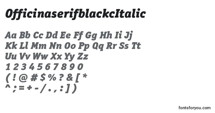 Шрифт OfficinaserifblackcItalic – алфавит, цифры, специальные символы