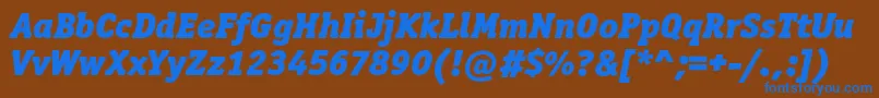 OfficinaserifblackcItalic Font – Blue Fonts on Brown Background